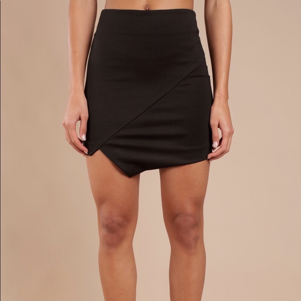 Topshop Asymmetrical Wrap Mini Skirt in Black